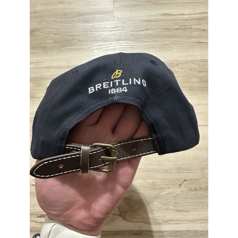 Breitling 1884 Promotional Baseball Cap W/ Leather Strap (Navy / Gold) One Size - Picture 7 of 7